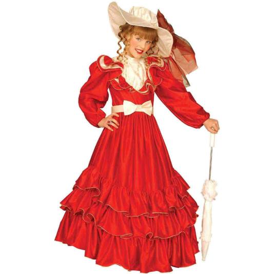 Kostyme for jenter - Rød Clementina kjole (7760)