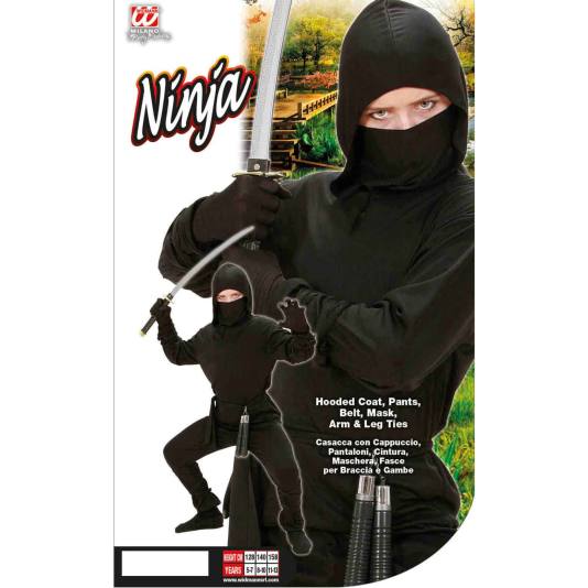Sort Ninja - Kostyme til Barn (7903)