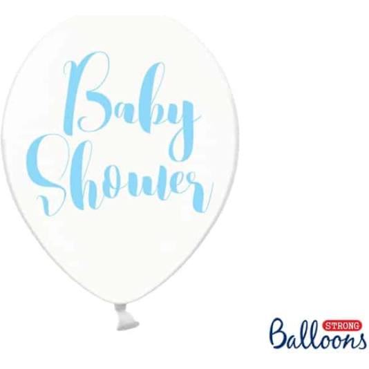 Ballonger til Babyshower - Klar og Blå tekst - 6 stk (8109)