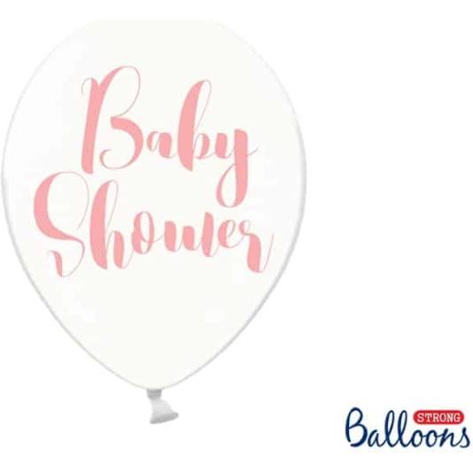 Ballonger til Babyshower - Klar og Rosa tekst - 6 stk (8110)