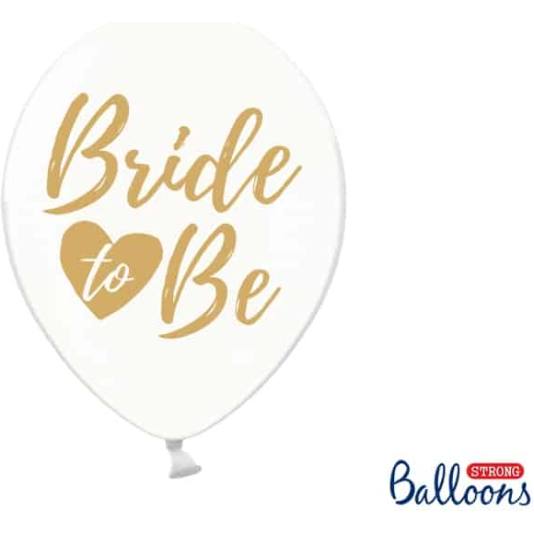 Ballonger - Bride to be - Klar og Gullskrift - 6pk (8180)