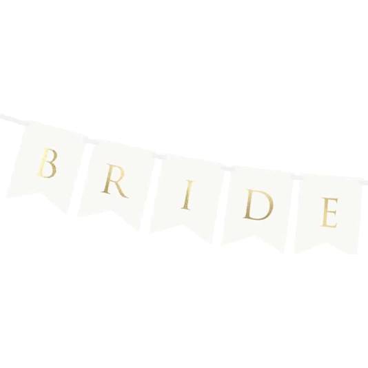 Bryllupsbanner - Bride Groom - Hvit - 155cm (8437)
