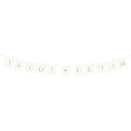 Bryllupsbanner - Bride Groom - Hvit - 155cm (8438)