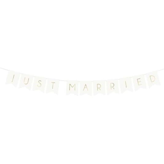 Bryllupsbanner - Just Married - Hvit - 155cm (8450)