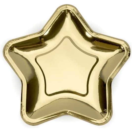 Papptallerken - Stjerne Gull - 23cm (8536)