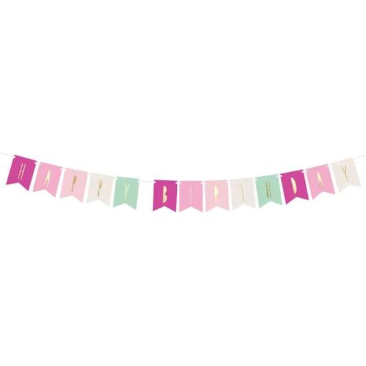 Bursdagsbanner - Happy Birthday - Mix Rosa - 140cm (8565)