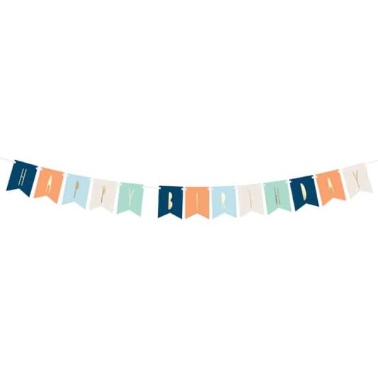 Bursdagsbanner - Happy Birthday - Mix Pastell - 140cm (8568)