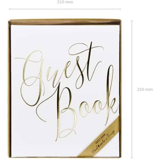 Gjestebok - Hvit og Gull - Guest Book - 22 blanke sider (8628)