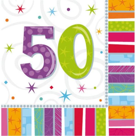 Servietter - 50 års bursdag - Sprudlende (8906)